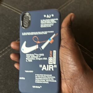 Off-White Blue Phone Case with Deconstructed Design